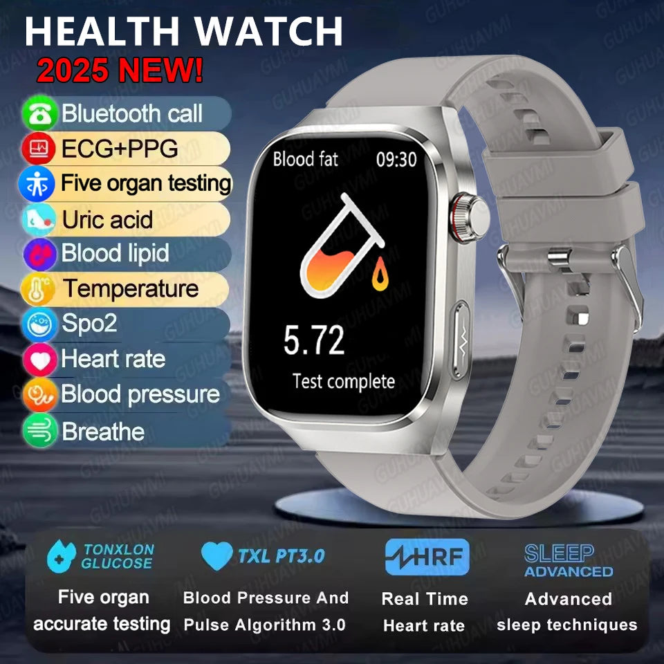 2025New Micro Physical Examination Smart Watch For Men Uric Acid Body Fat Five Organ Health Watches Bluetooth Call SmartBracelet WSJIT