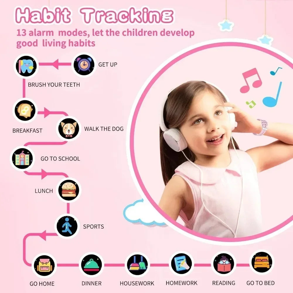 Smartwatch for Kids 4-12 Years HD Touch Screen 26 Puzzle Games MP3 Player Pedometer Flashlight Educational Gift WSJIT