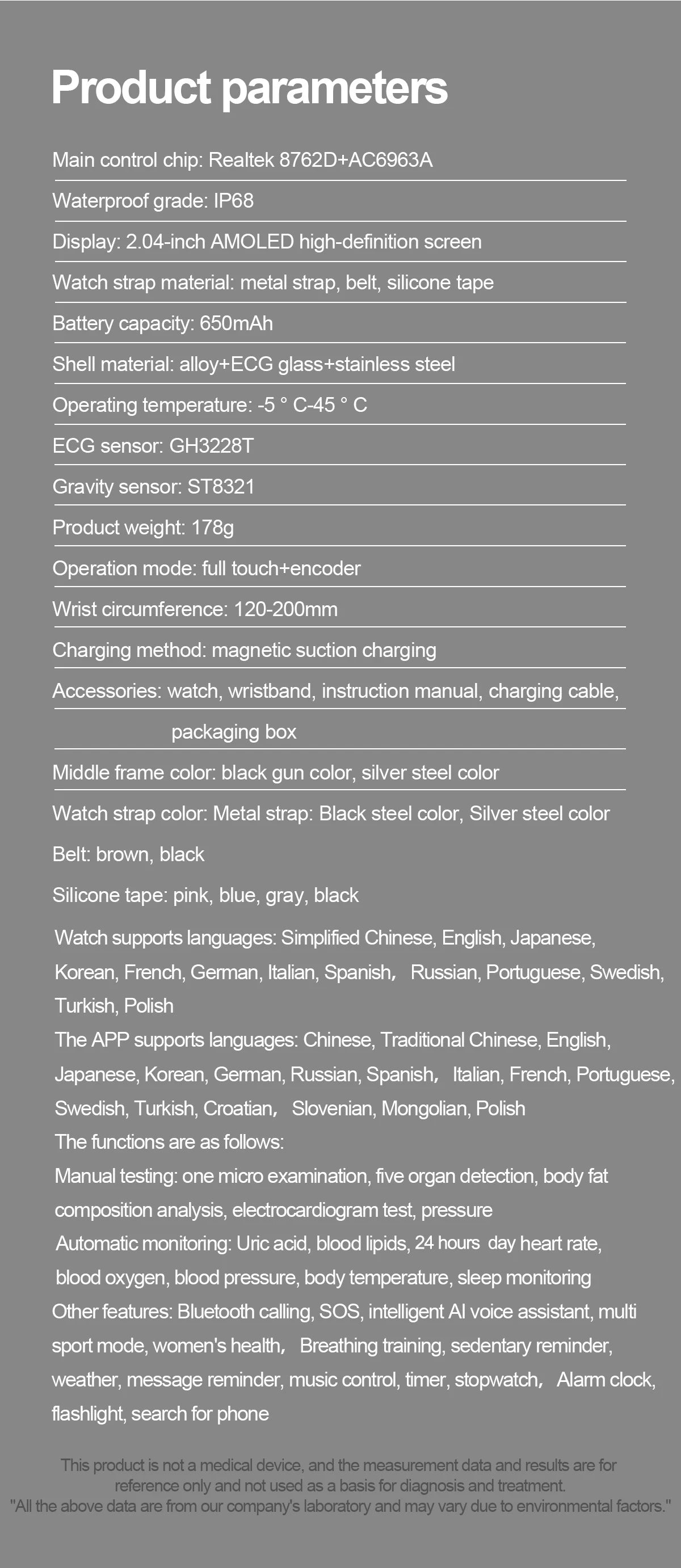 2025New Micro Physical Examination Smart Watch For Men Uric Acid Body Fat Five Organ Health Watches Bluetooth Call SmartBracelet WSJIT