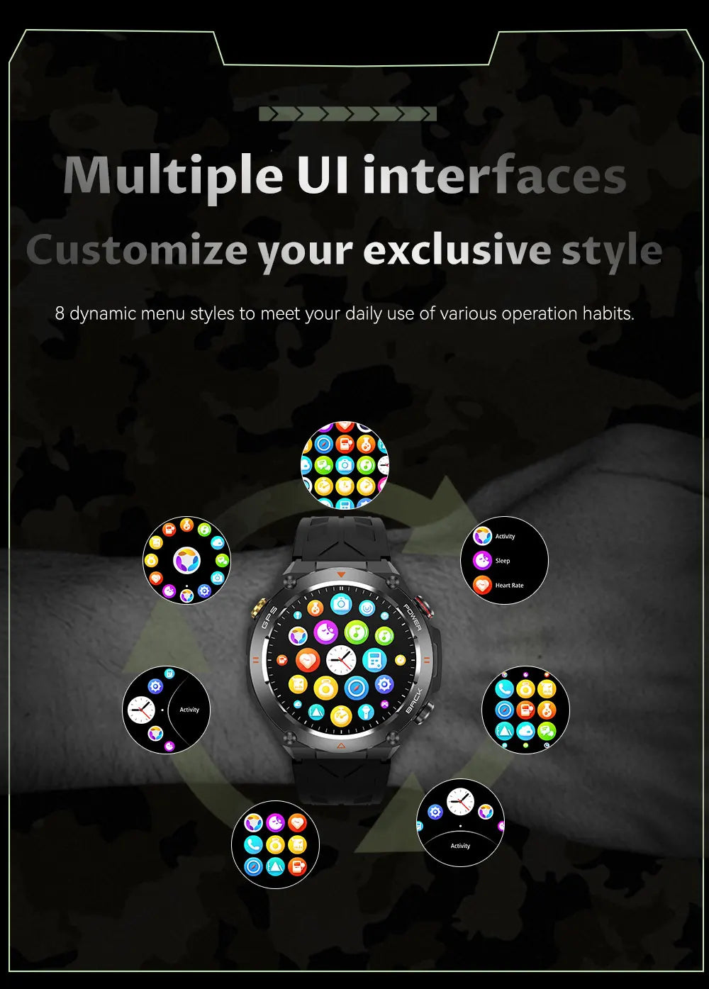 2025 New GPS Smart Watch 1.45" Ultra HD Display Built-in GPS & Compass Make/Receive Phone Calls Smart Bracelet 650mAh Battery WSJIT