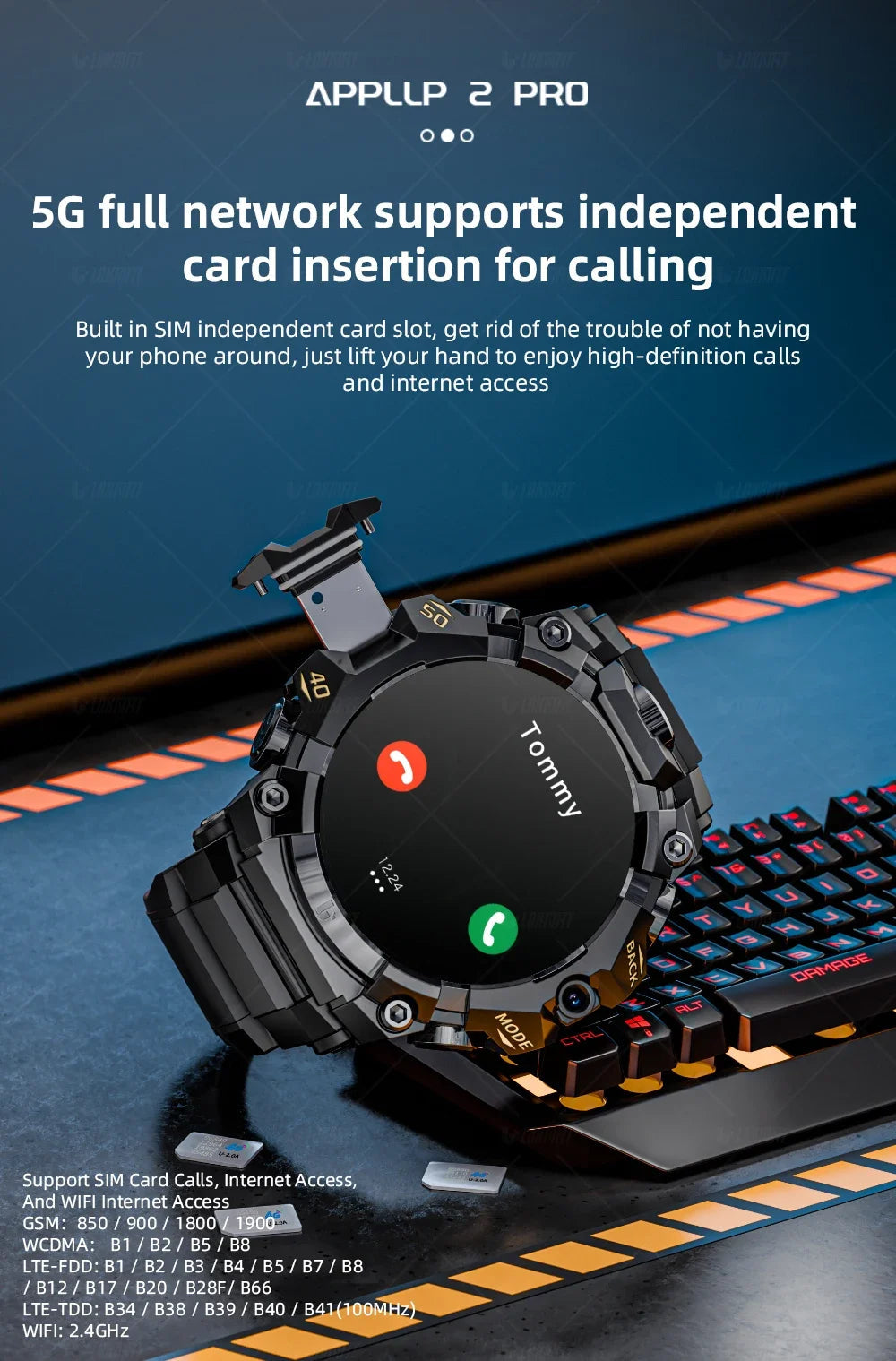 2025 New LOKMAT Sport 4G Android Smartwatches, SIM Card 4GB+64GB HD Dual Camera Video Call GPS NFC Wifi Fitness Phone Watch WSJIT