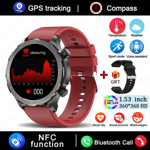 2025 New Bluetooth Call Smart Watch Men For Huawei AMOLED HD Large Screen Heart Rate NFC IP68 Waterproof GPS Sports Smart Watch WSJIT