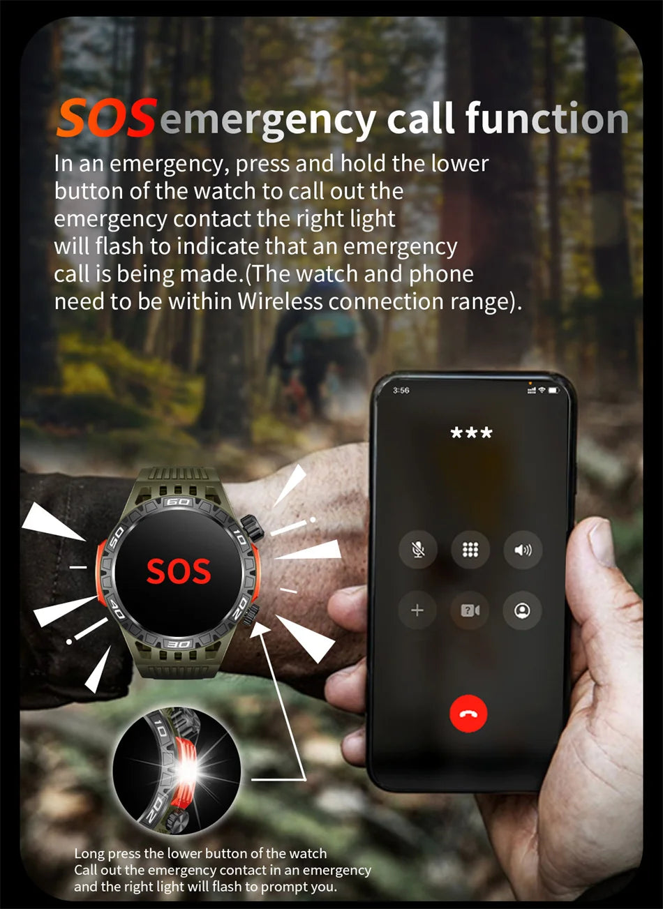 Smart Watch Men With LED Lighting Compass Sports Fitness Tracker Watch IP68 Waterproof Bluetooth Talk SmartWatch For Android IOS WSJIT