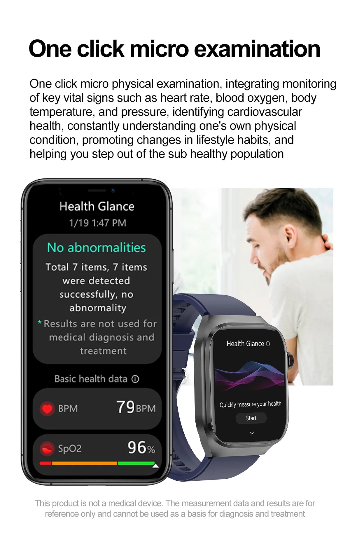 2025New Micro Physical Examination Smart Watch For Men Uric Acid Body Fat Five Organ Health Watches Bluetooth Call SmartBracelet WSJIT