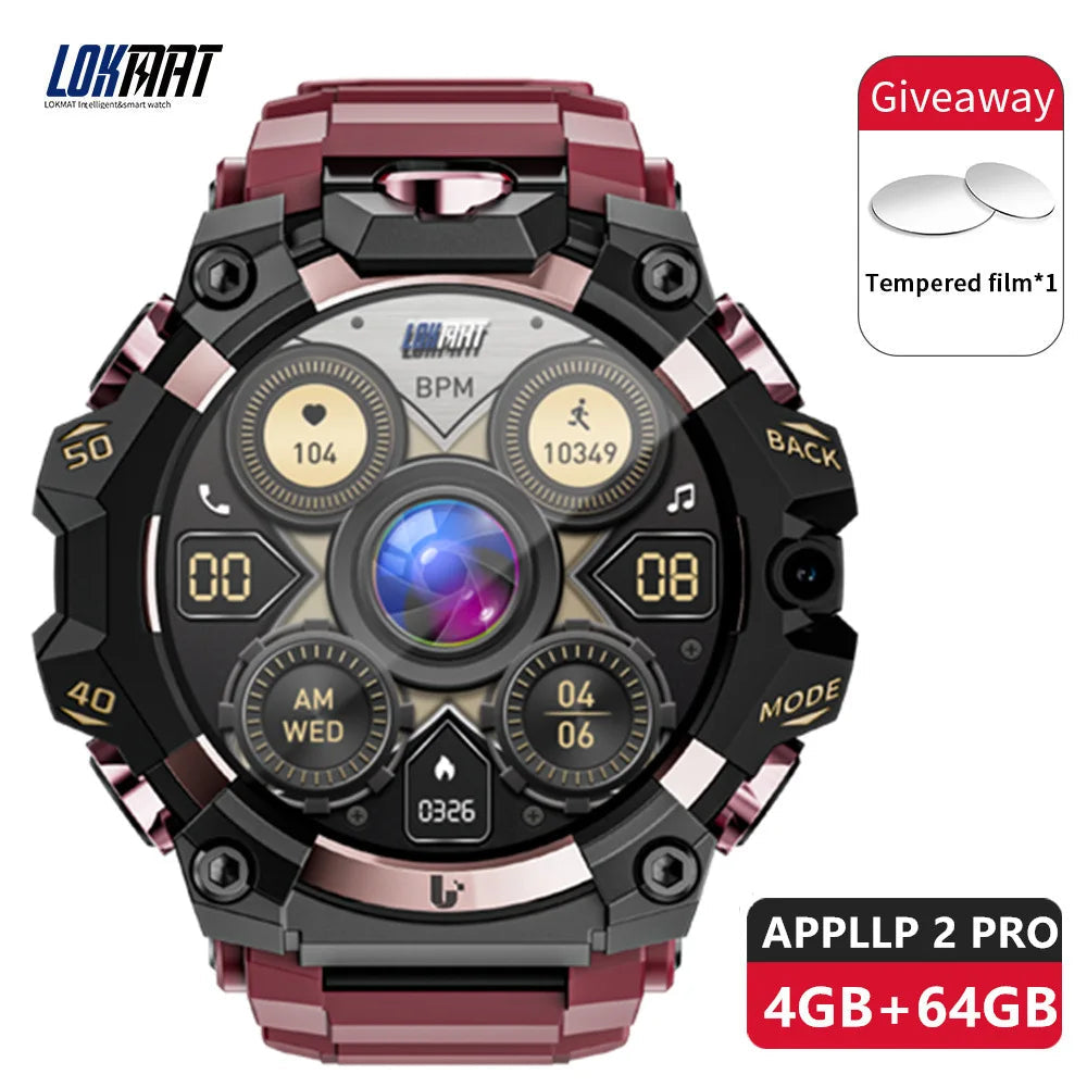 2025 New LOKMAT Sport 4G Android Smartwatches, SIM Card 4GB+64GB HD Dual Camera Video Call GPS NFC Wifi Fitness Phone Watch WSJIT