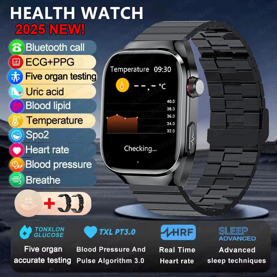 2025New Micro Physical Examination Smart Watch For Men Uric Acid Body Fat Five Organ Health Watches Bluetooth Call SmartBracelet WSJIT