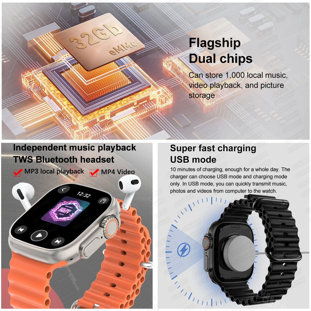 IOS DT Watch Ultra 3 32G RAM Watch GPS Map Video Call NFC Compass AI Dial Sport Fitness tracker Smart bracelet Official Original WSJIT