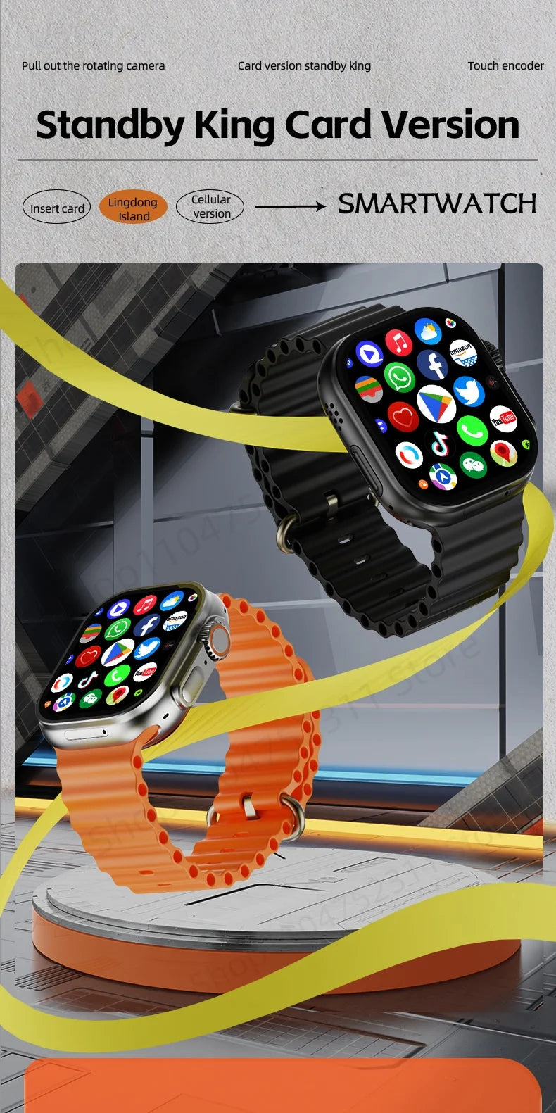 ZestBolt CD12 Smartwatch Android 12.0 5G LTE Sim Card Rotary Camera 2.26-inch Amoled 490*580 HD Screen 2080Mah Smart Watch WSJIT