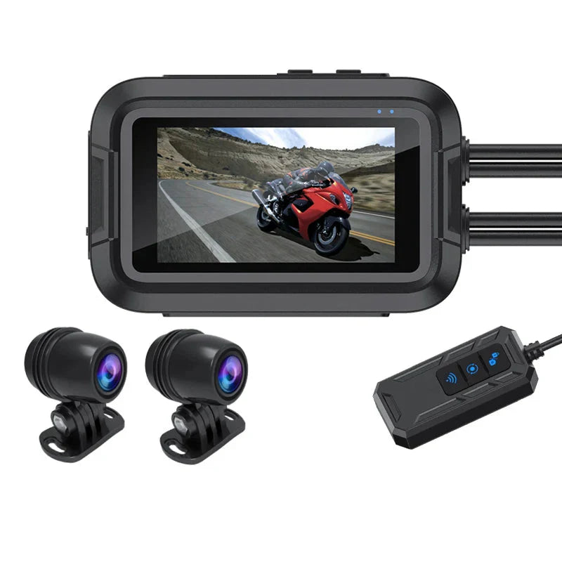 Dual 1080P Motorcycle Cam WiFi + GPS 64 GB Black-0
