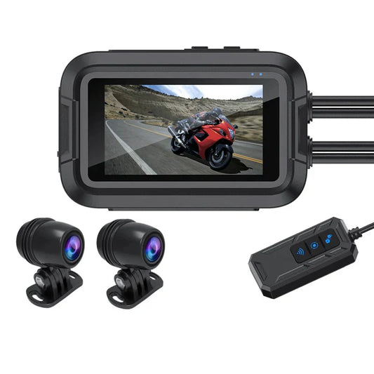 Dual 1080P Motorcycle Cam WiFi + GPS 64 GB Black-0