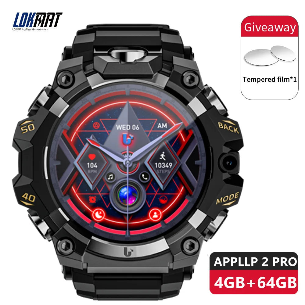 2025 New LOKMAT Sport 4G Android Smartwatches, SIM Card 4GB+64GB HD Dual Camera Video Call GPS NFC Wifi Fitness Phone Watch WSJIT
