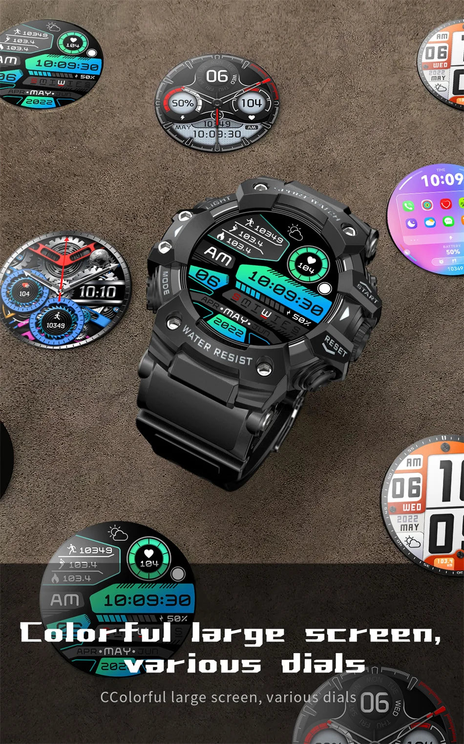 2025 Rugged Sport Smart Watch Bluetooth Calls Colorful Waterproof Military Smartwatches with Flashlight SOS COMPASS for Phone WSJIT