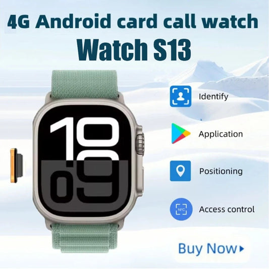 The 2025 s13 Smart Watch combines Android S10 OS 4G All Network strength SIM Card flexibility and accurate GPS Map WSJIT