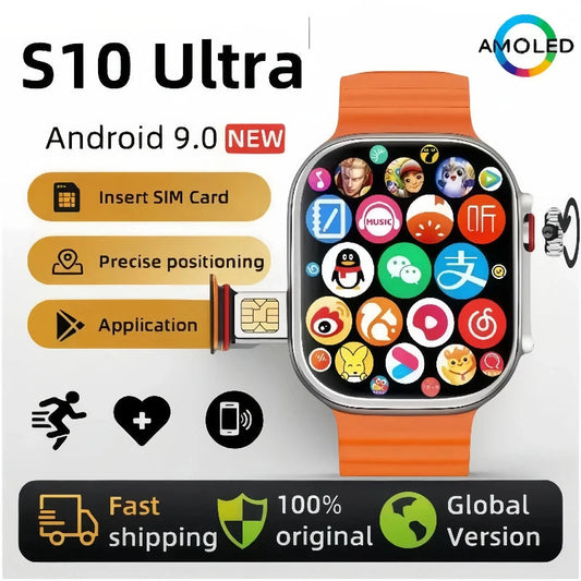 Original 4G Smartwatch CDS9 S9 S10 Ultra Rotary Camera GPS WIFI Heart Rate Tracker 256GB Storage Download Apps Sport Smart Watch WSJIT