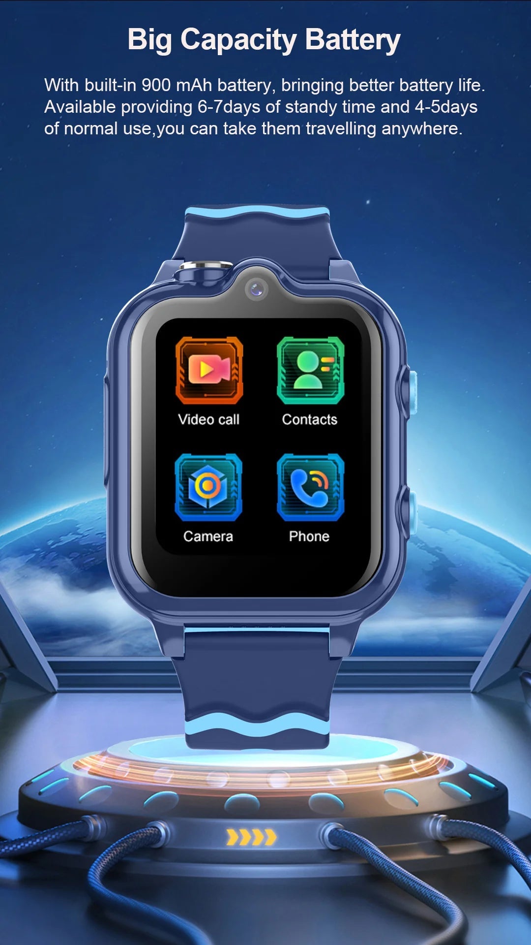 2025 New Smart Watches 4G Kids GPS AGPS LBS SOS Music Playback Dual Camera Smartwatch Waterproof 900mAh Boy Girl Children Gift WSJIT