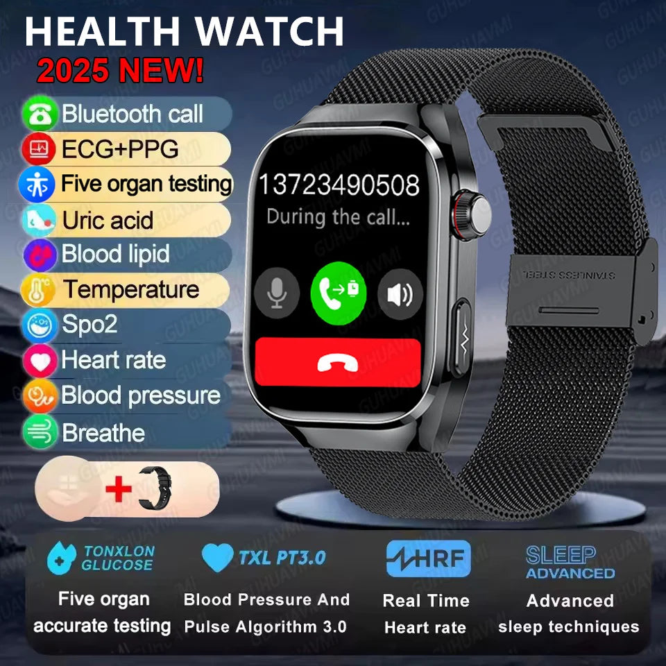 2025New Micro Physical Examination Smart Watch For Men Uric Acid Body Fat Five Organ Health Watches Bluetooth Call SmartBracelet WSJIT