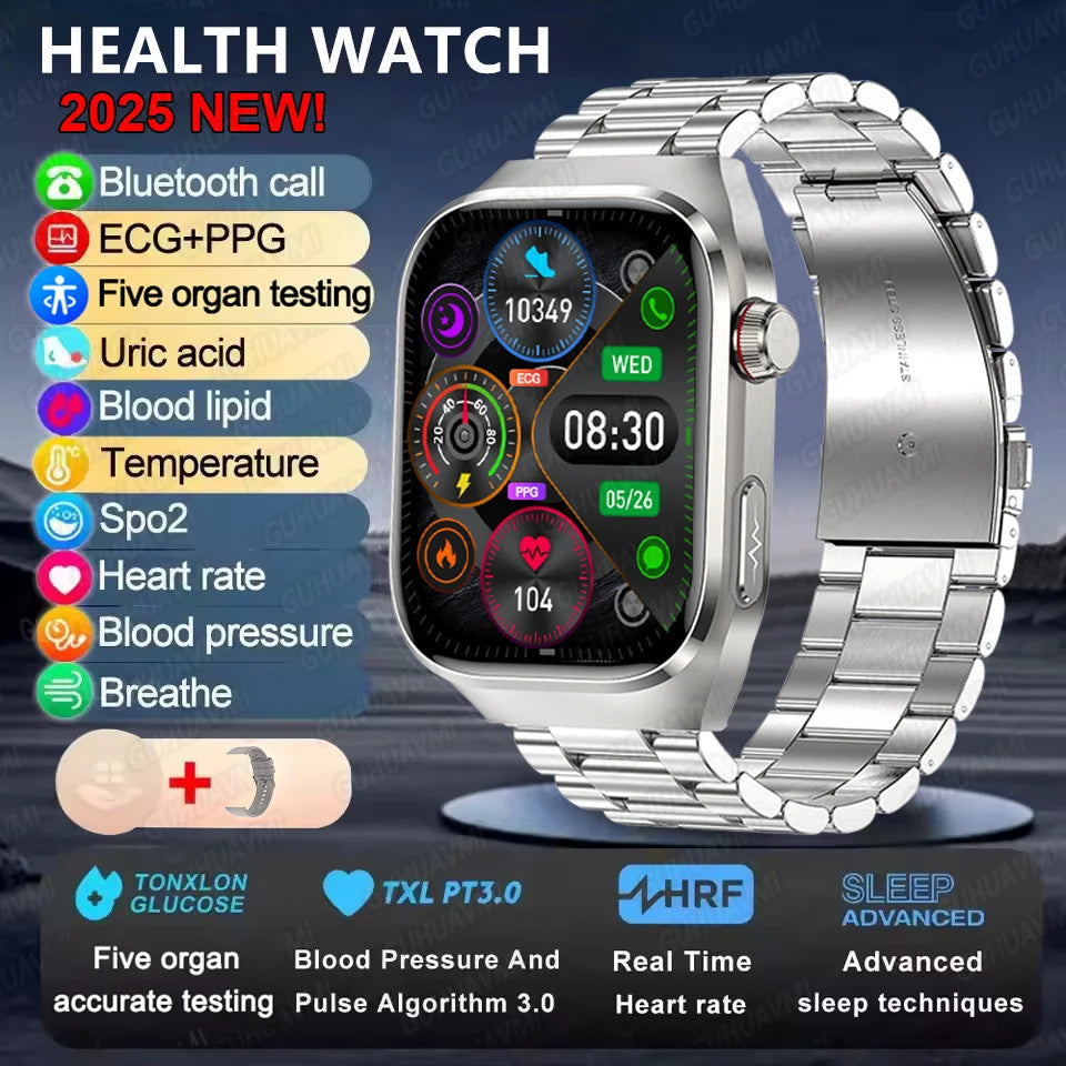 2025New Micro Physical Examination Smart Watch For Men Uric Acid Body Fat Five Organ Health Watches Bluetooth Call SmartBracelet WSJIT
