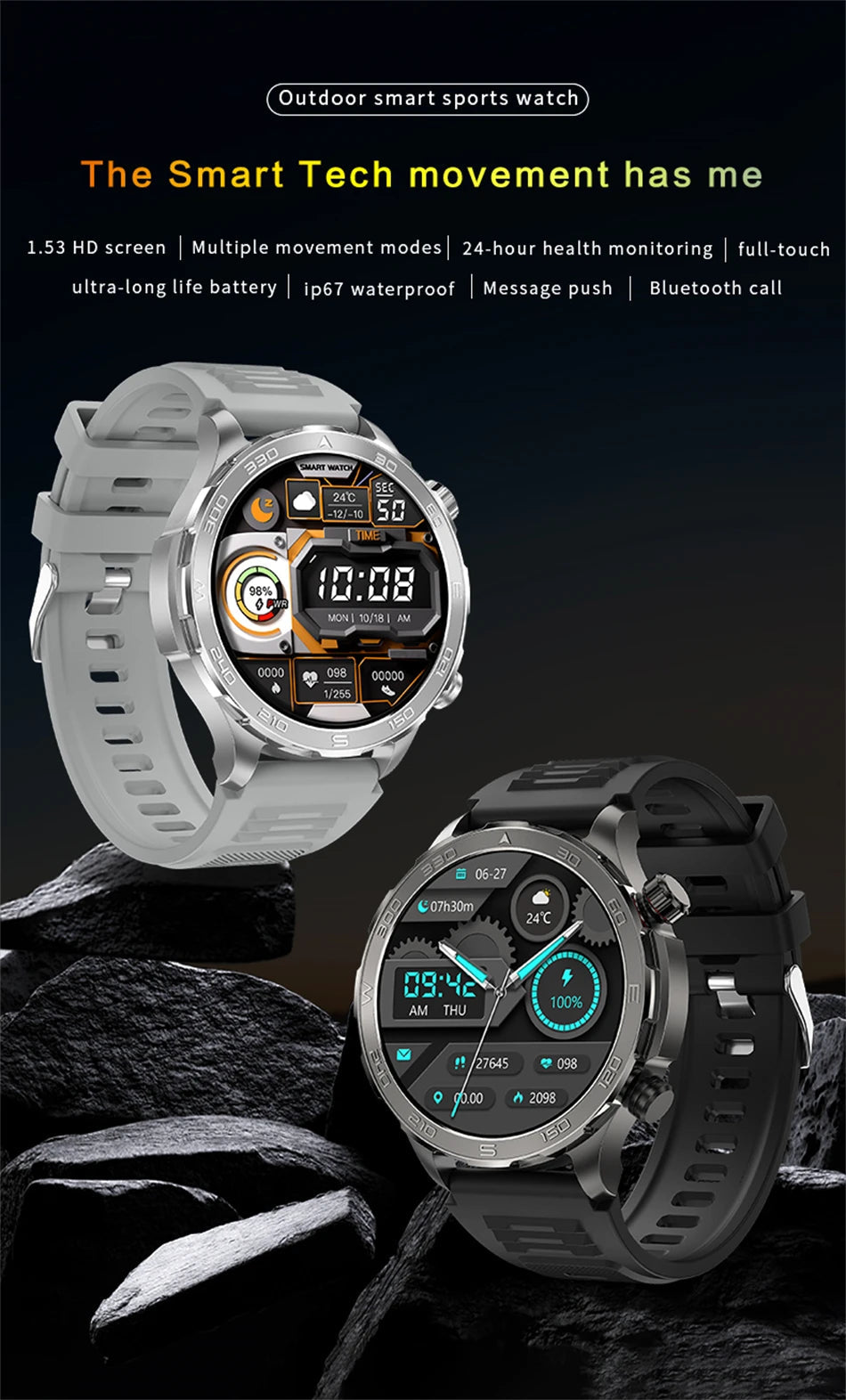 2025 New Bluetooth Call Smart Watch Men For Huawei AMOLED HD Large Screen Heart Rate NFC IP68 Waterproof GPS Sports Smart Watch WSJIT