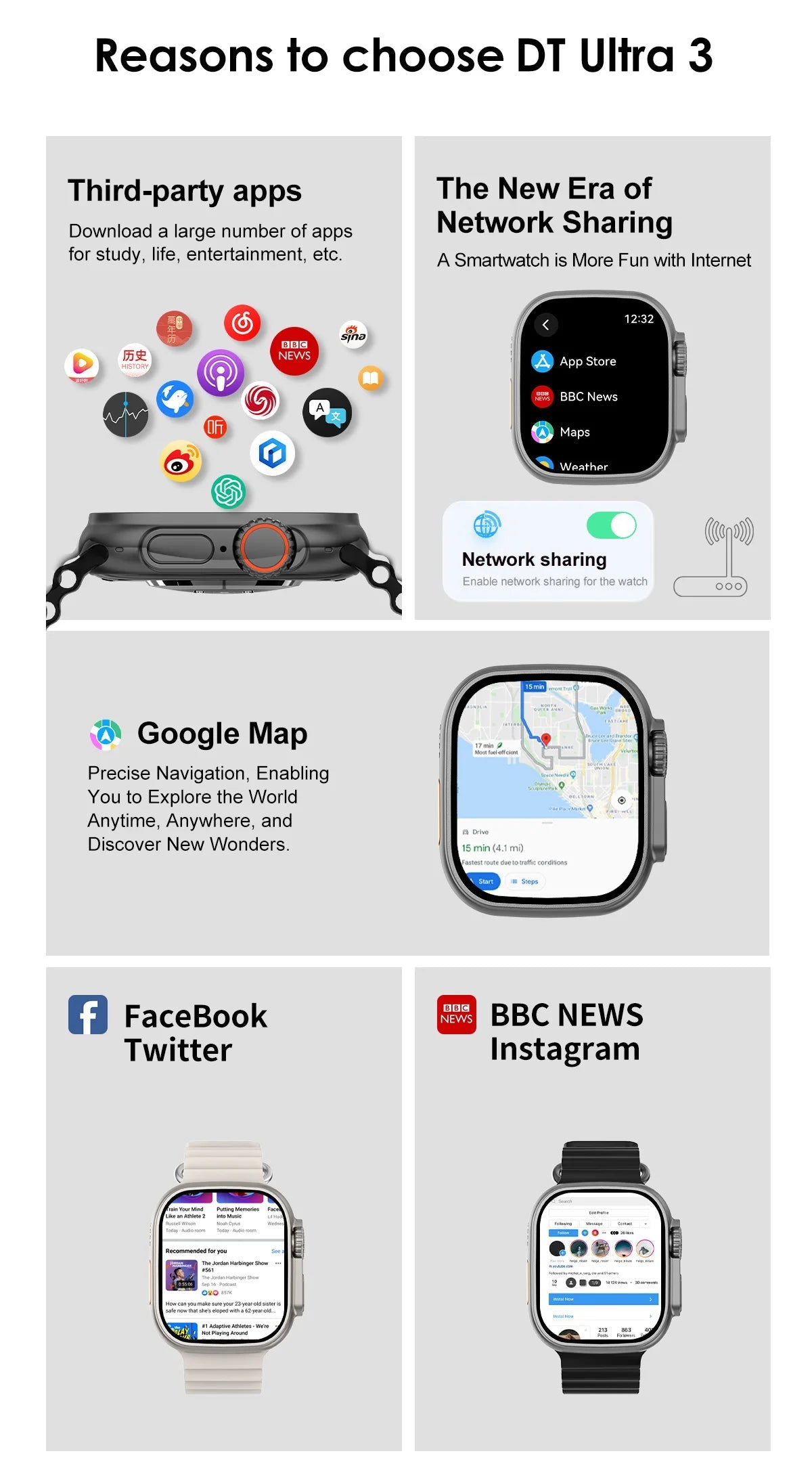 IOS DT Watch Ultra 3 32G RAM Watch GPS Map Video Call NFC Compass AI Dial Sport Fitness tracker Smart bracelet Official Original WSJIT