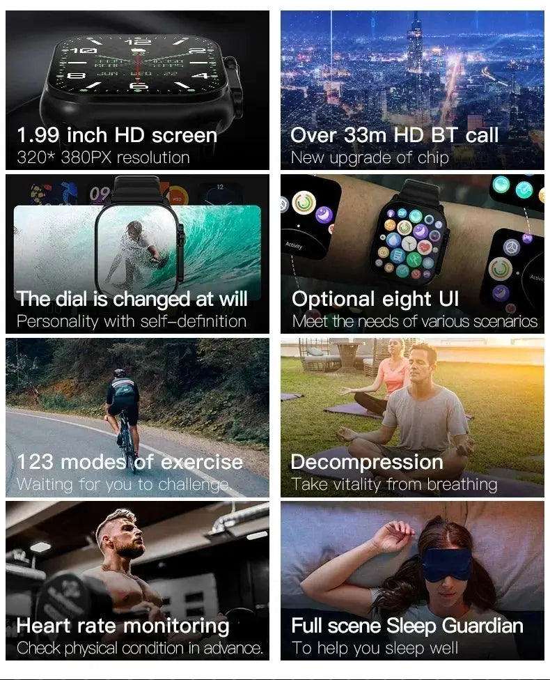 Smart Watch 2025 T900 Ultra 2 49mm Men Women Bluetooth Call Sport Wireless Charging Waterproof Smartwatch Man For Android IOS WSJIT