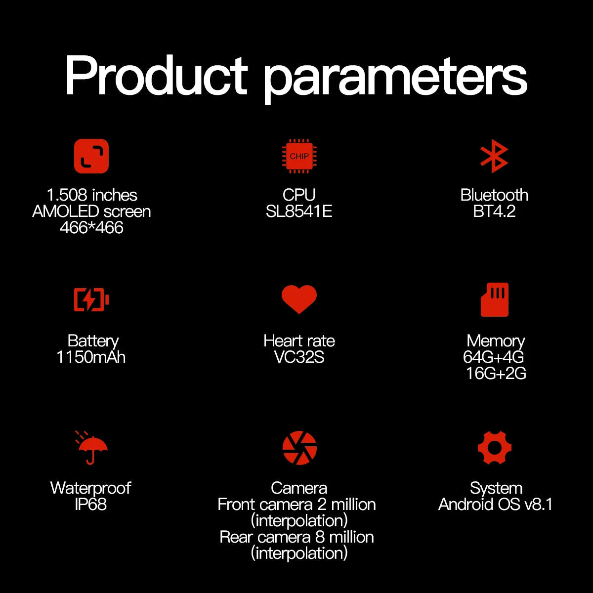 Q668 Smart Watch Android 4G LTE Smartwatch IP68 waterproof 800W HD Dual Camera Amoled GPS WIFI Multi sport mode Download Apps WSJIT