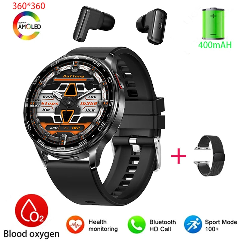 2025 New Smart Watch TWS 2-in-1 Bluetooth Earphones 1.39 inch Full Touch Screen HIFI 9D Sound Quality Sports Health Monitoring WSJIT