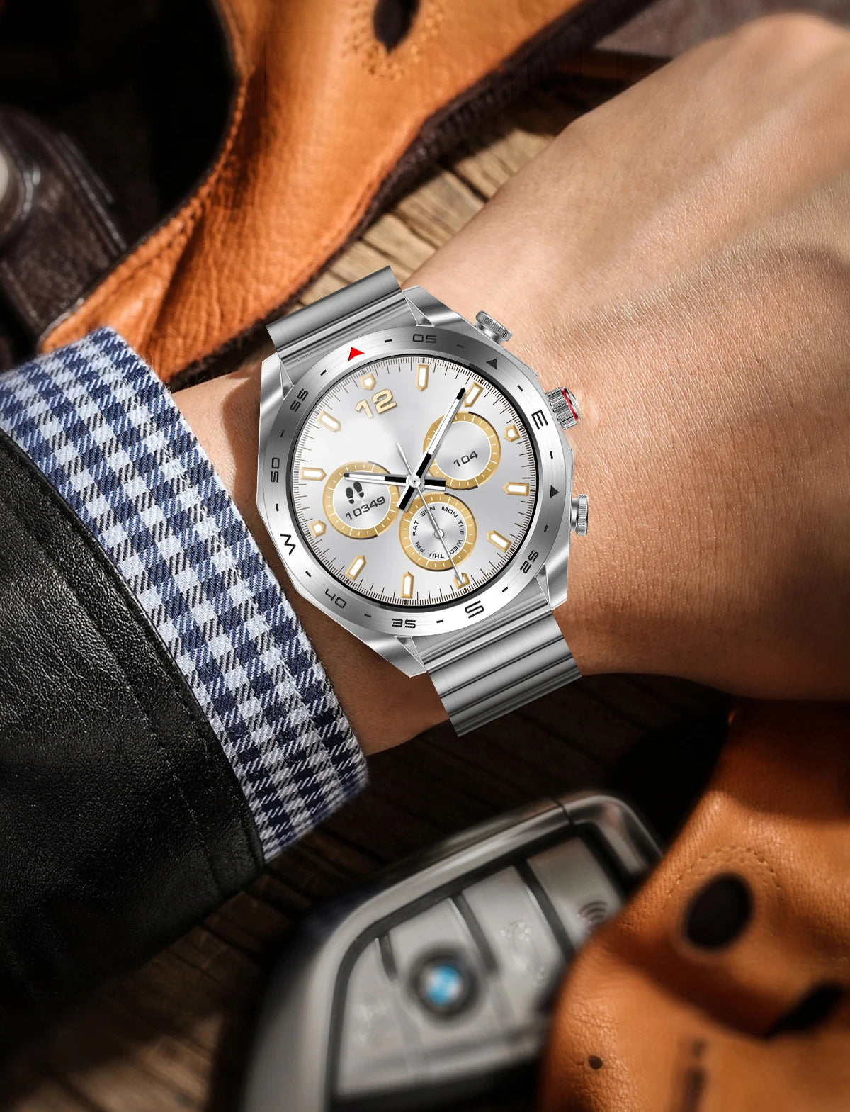 Men's super smart watch with 400mAh large battery and stainless steel body sturdy and durable with Bluetooth calling function WSJIT