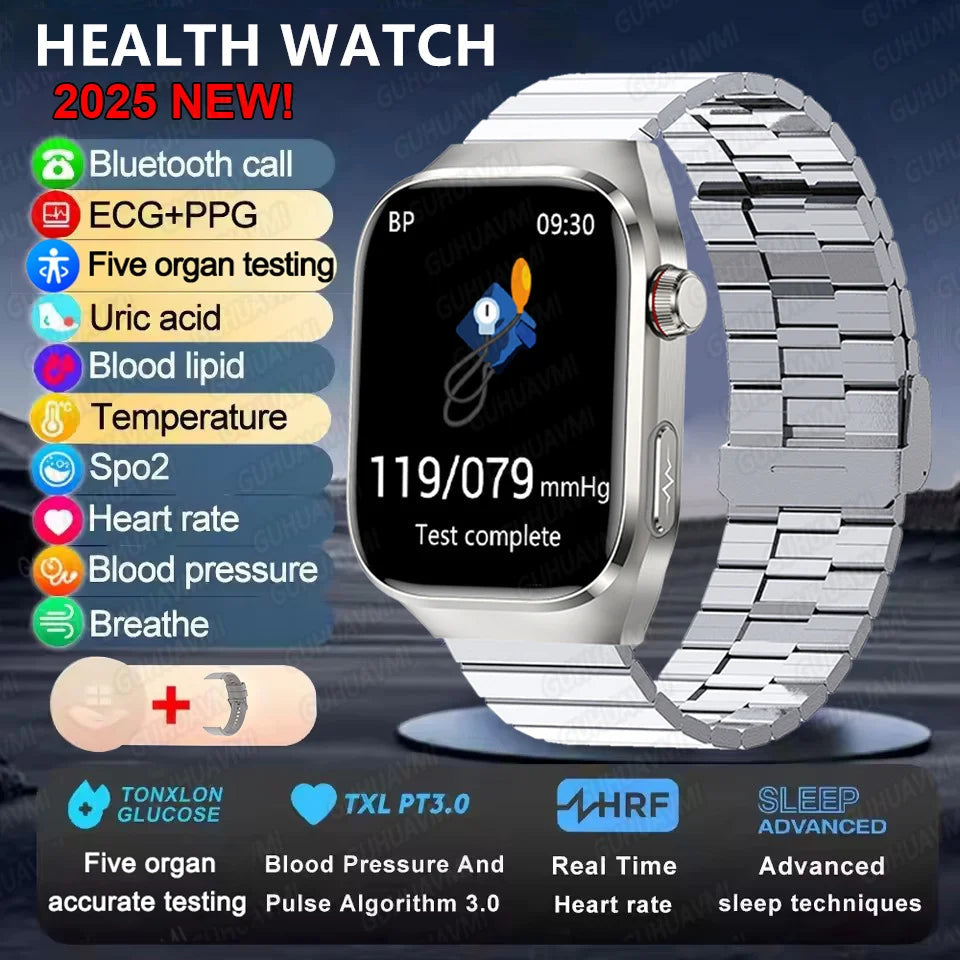 2025New Micro Physical Examination Smart Watch For Men Uric Acid Body Fat Five Organ Health Watches Bluetooth Call SmartBracelet WSJIT