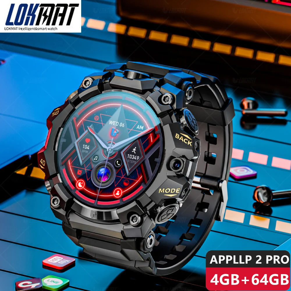 2025 New LOKMAT Sport 4G Android Smartwatches, SIM Card 4GB+64GB HD Dual Camera Video Call GPS NFC Wifi Fitness Phone Watch WSJIT