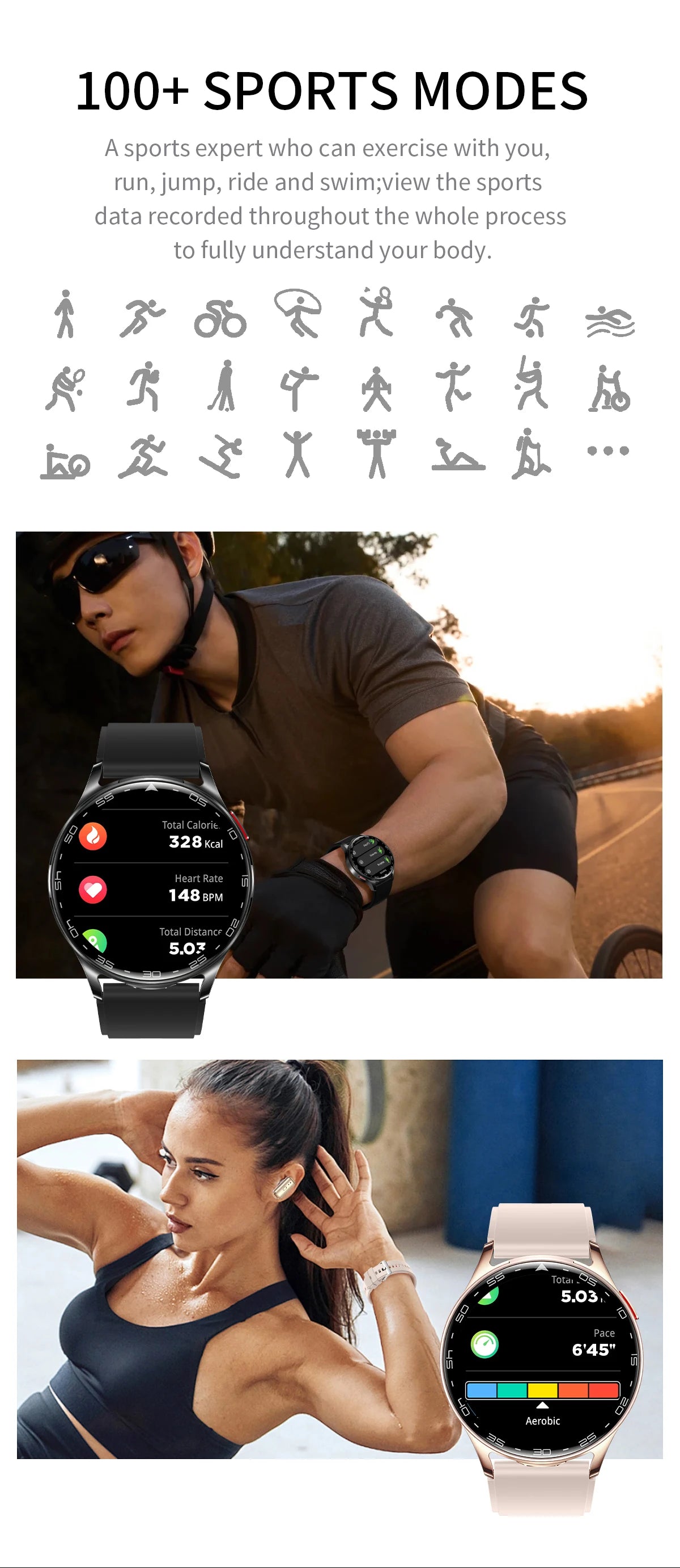 2025 New Smart Watch TWS 2-in-1 Bluetooth Earphones 1.39 inch Full Touch Screen HIFI 9D Sound Quality Sports Health Monitoring WSJIT
