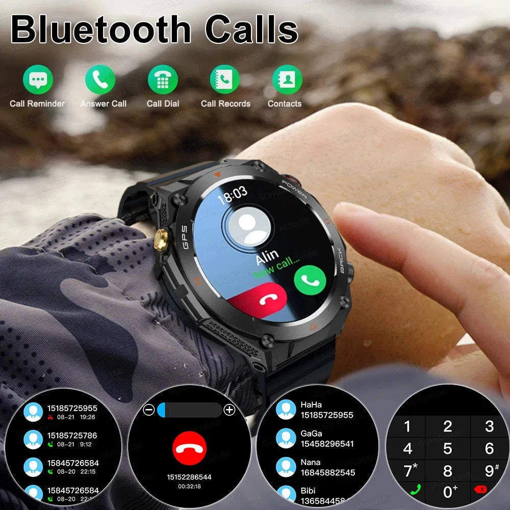 2025 New GPS Smart Watch 1.45" Ultra HD Display Built-in GPS & Compass Make/Receive Phone Calls Smart Bracelet 650mAh Battery WSJIT