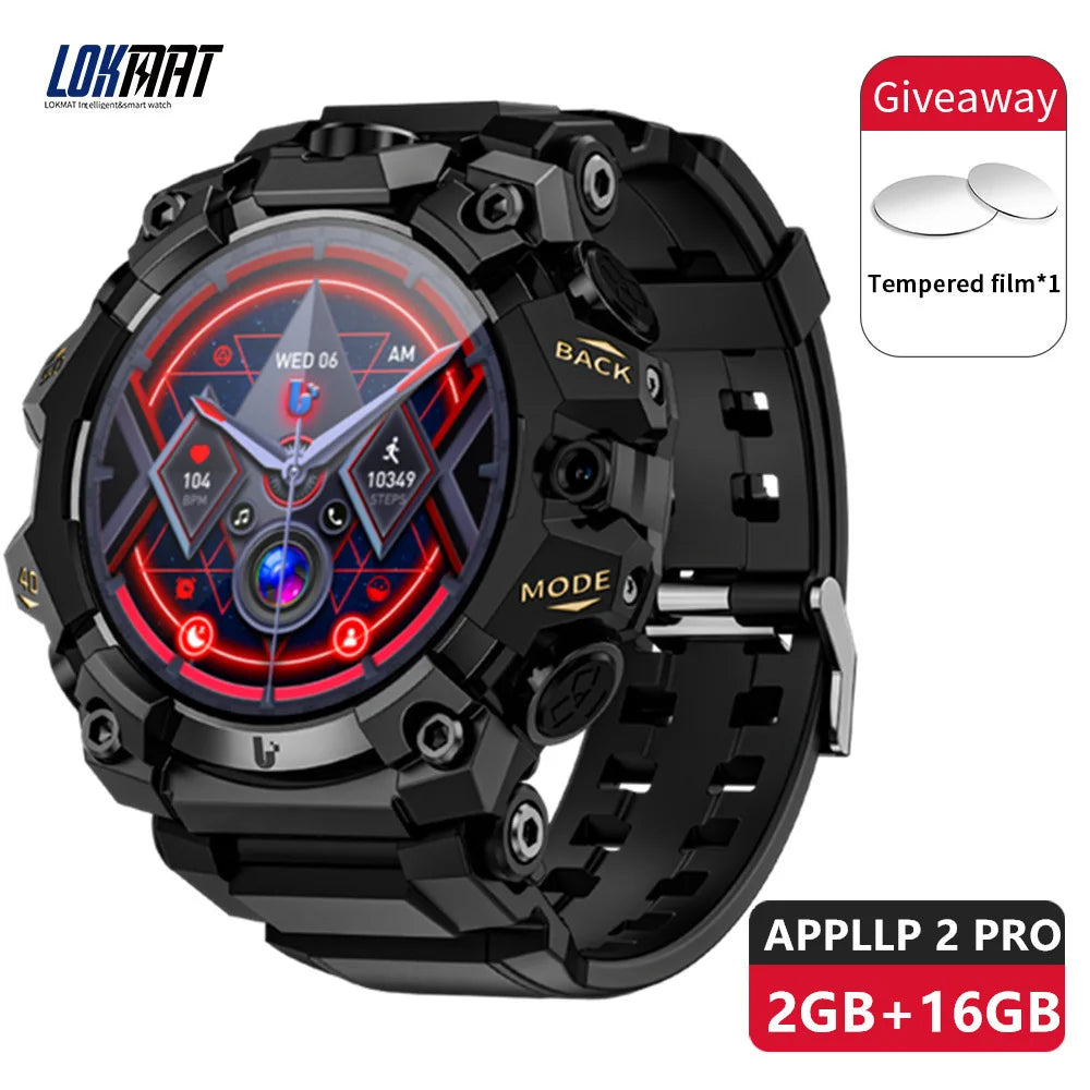 2025 New LOKMAT Sport 4G Android Smartwatches, SIM Card 4GB+64GB HD Dual Camera Video Call GPS NFC Wifi Fitness Phone Watch WSJIT