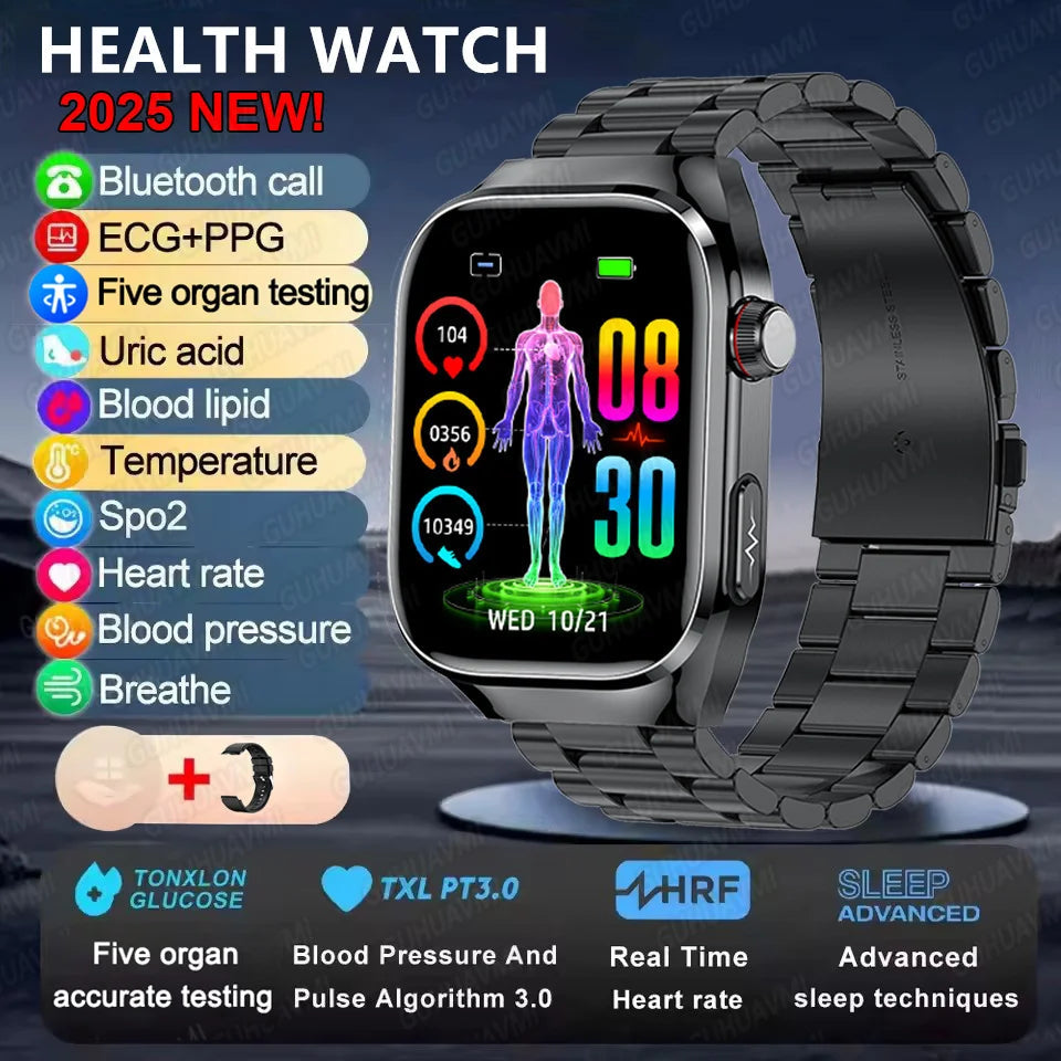 2025New Micro Physical Examination Smart Watch For Men Uric Acid Body Fat Five Organ Health Watches Bluetooth Call SmartBracelet WSJIT