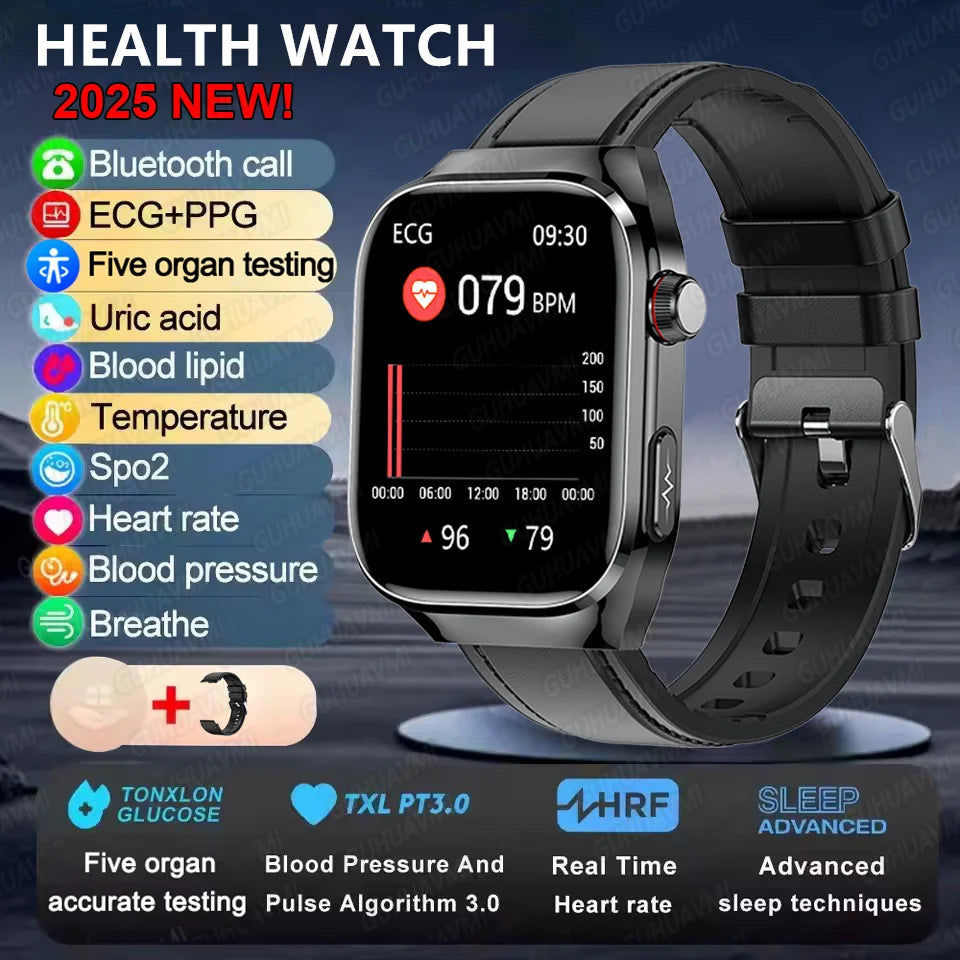 2025New Micro Physical Examination Smart Watch For Men Uric Acid Body Fat Five Organ Health Watches Bluetooth Call SmartBracelet WSJIT