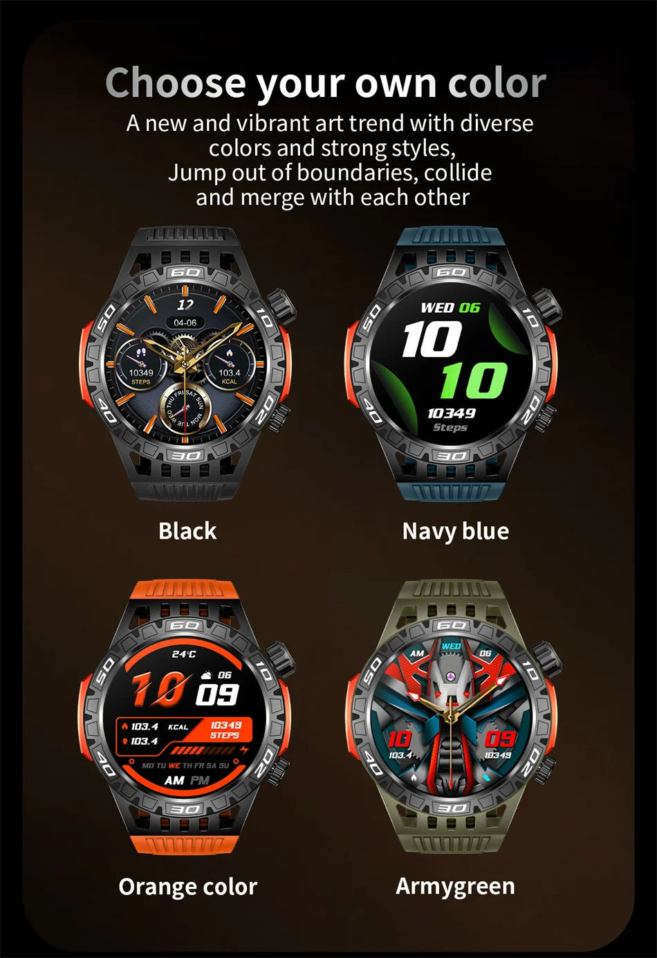 Smart Watch Men With LED Lighting Compass Sports Fitness Tracker Watch IP68 Waterproof Bluetooth Talk SmartWatch For Android IOS WSJIT