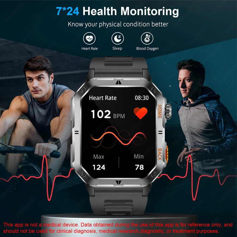 2025 New Smart Watch Men 1000mAh Ultra Large Battery 3ATM Professional Waterproof 2.01" HD Display Outdoor Sports Smartwatch Men WSJIT