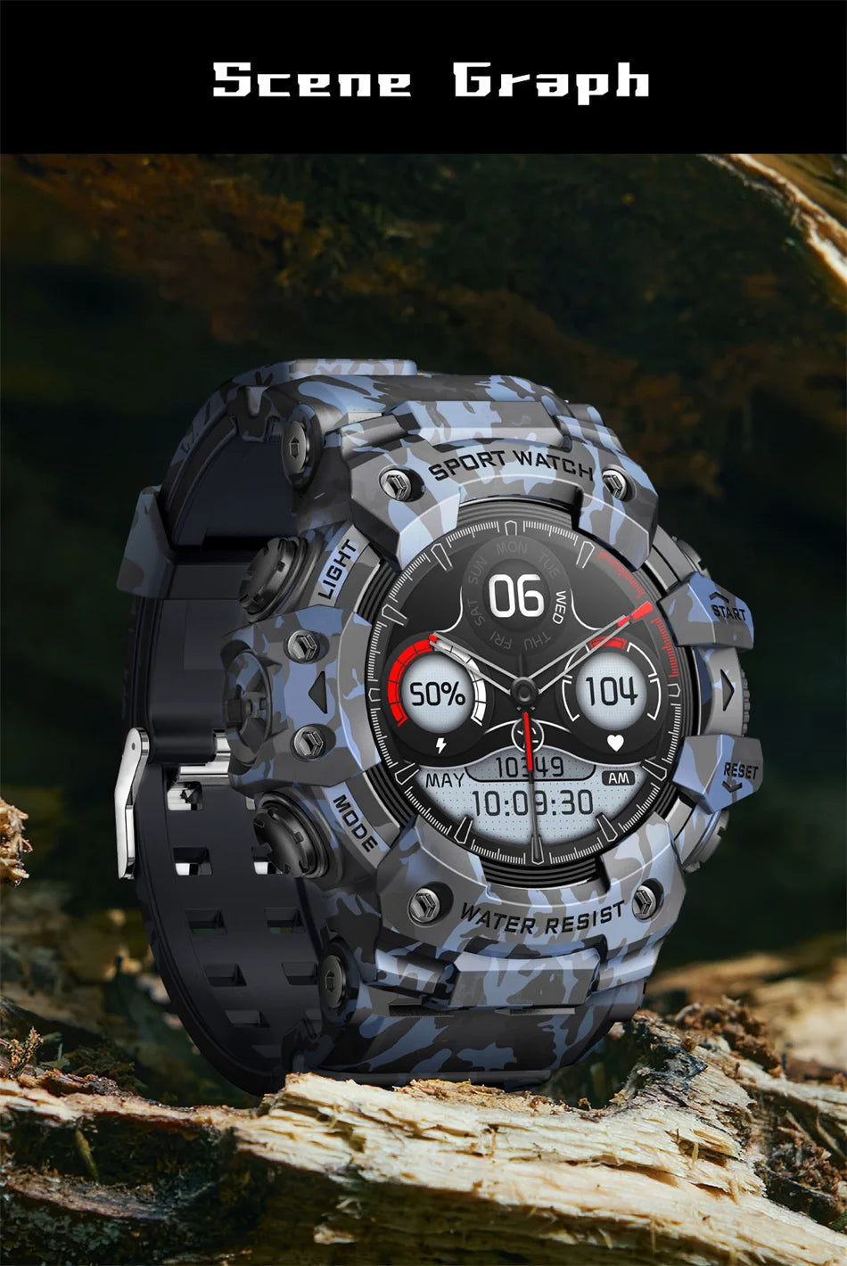 2025 Rugged Sport Smart Watch Bluetooth Calls Colorful Waterproof Military Smartwatches with Flashlight SOS COMPASS for Phone WSJIT