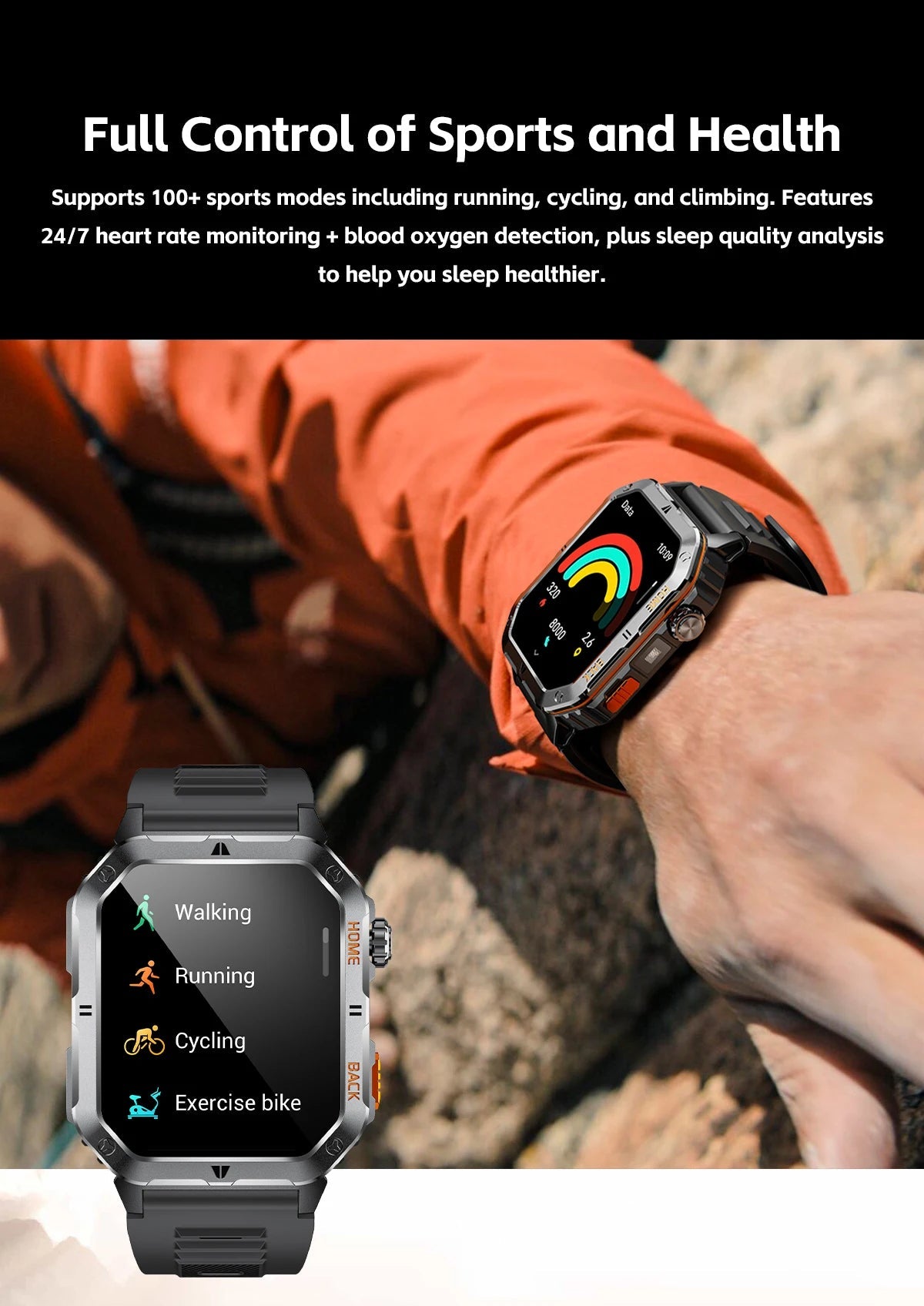 2025 New Smart Watch Men 1000mAh Ultra Large Battery 3ATM Professional Waterproof 2.01" HD Display Outdoor Sports Smartwatch Men WSJIT