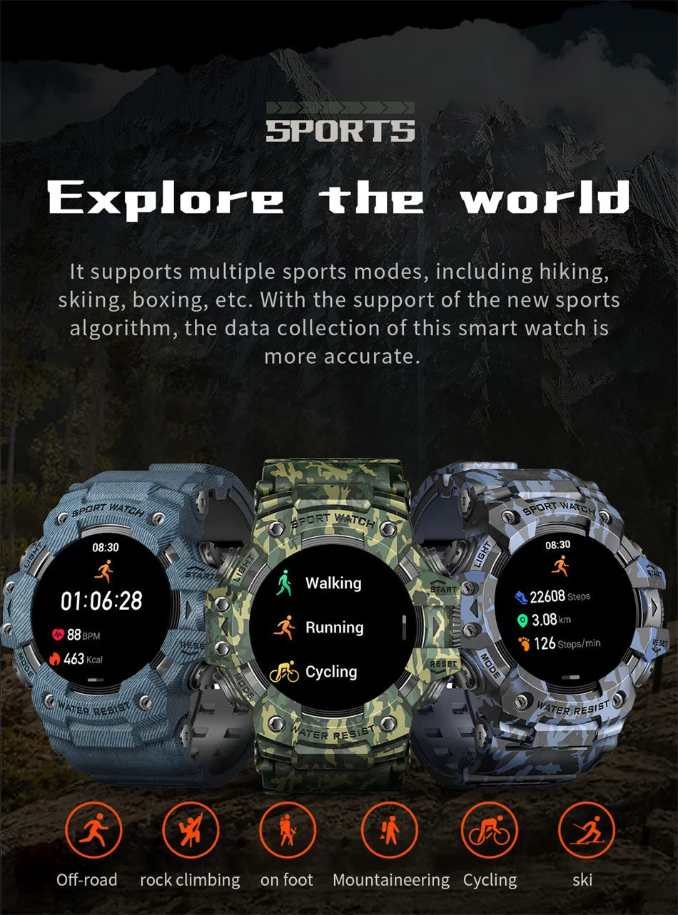 2025 Rugged Sport Smart Watch Bluetooth Calls Colorful Waterproof Military Smartwatches with Flashlight SOS COMPASS for Phone WSJIT