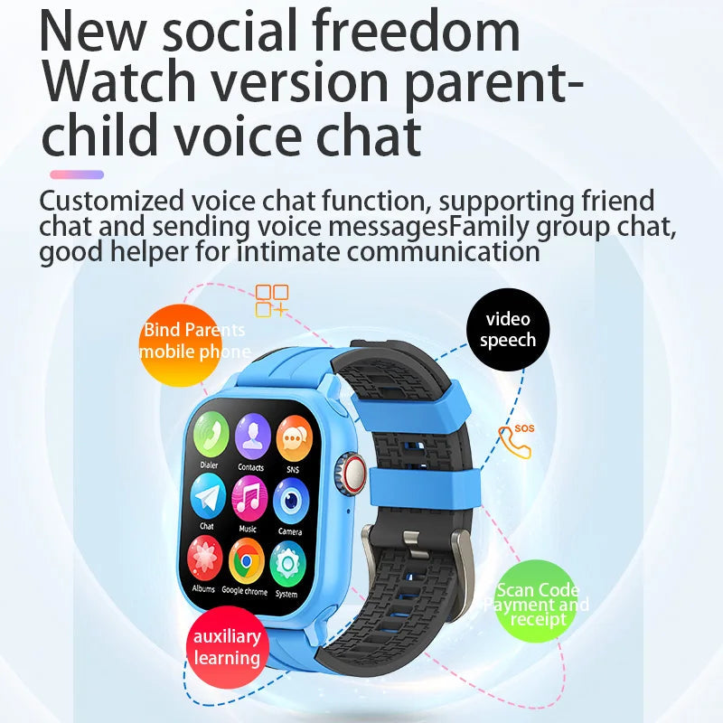 2025 New Smart Watch Android 9.0 Children Phone Watch Sim Card 2+32gb Video Call Wifi Internet GPS Location Tracker Boy Girl SOS WSJIT