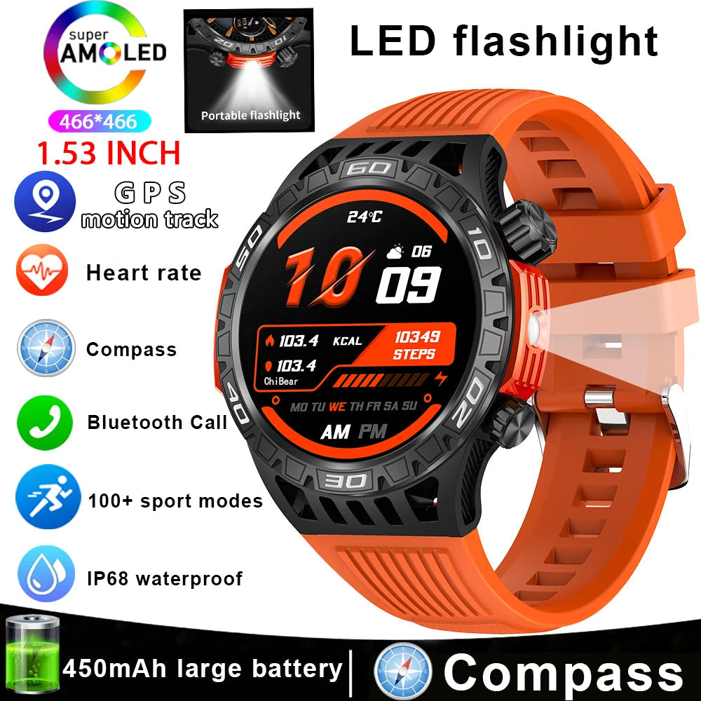Smart Watch Men With LED Lighting Compass Sports Fitness Tracker Watch IP68 Waterproof Bluetooth Talk SmartWatch For Android IOS WSJIT