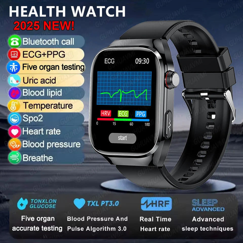 2025New Micro Physical Examination Smart Watch For Men Uric Acid Body Fat Five Organ Health Watches Bluetooth Call SmartBracelet WSJIT