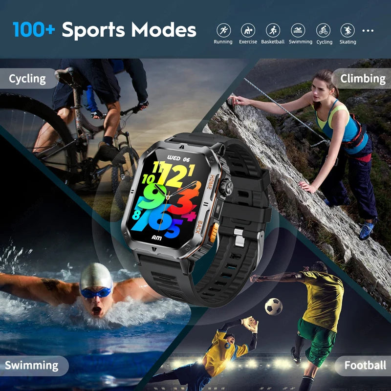 2025 New Smart Watch Men 1000mAh Ultra Large Battery 3ATM Professional Waterproof 2.01" HD Display Outdoor Sports Smartwatch Men WSJIT