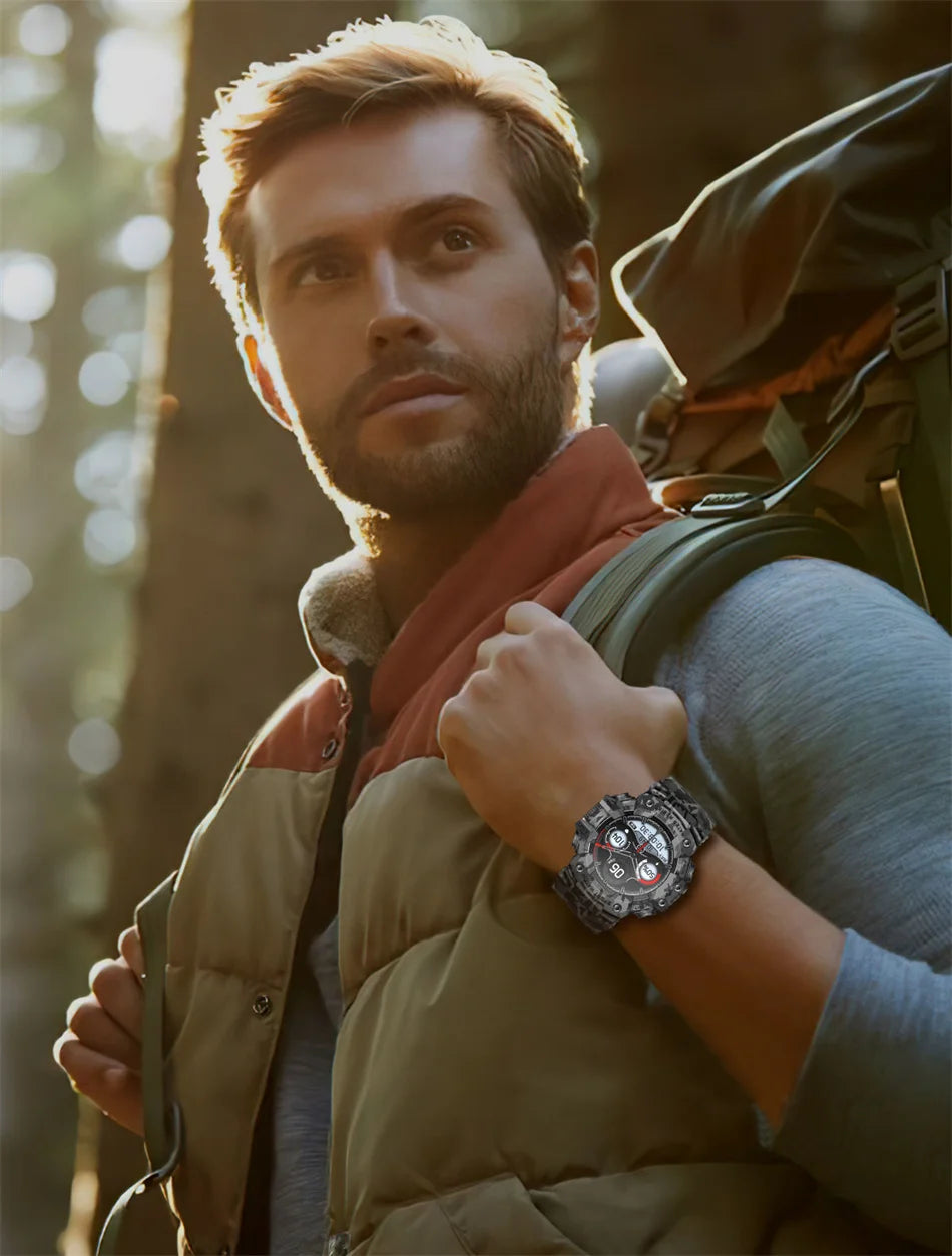 2025 Rugged Sport Smart Watch Bluetooth Calls Colorful Waterproof Military Smartwatches with Flashlight SOS COMPASS for Phone WSJIT