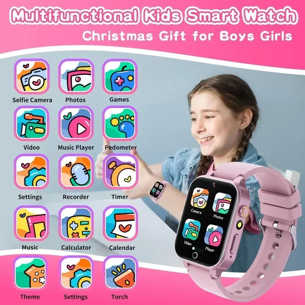 Smartwatch for Kids 4-12 Years HD Touch Screen 26 Puzzle Games MP3 Player Pedometer Flashlight Educational Gift WSJIT