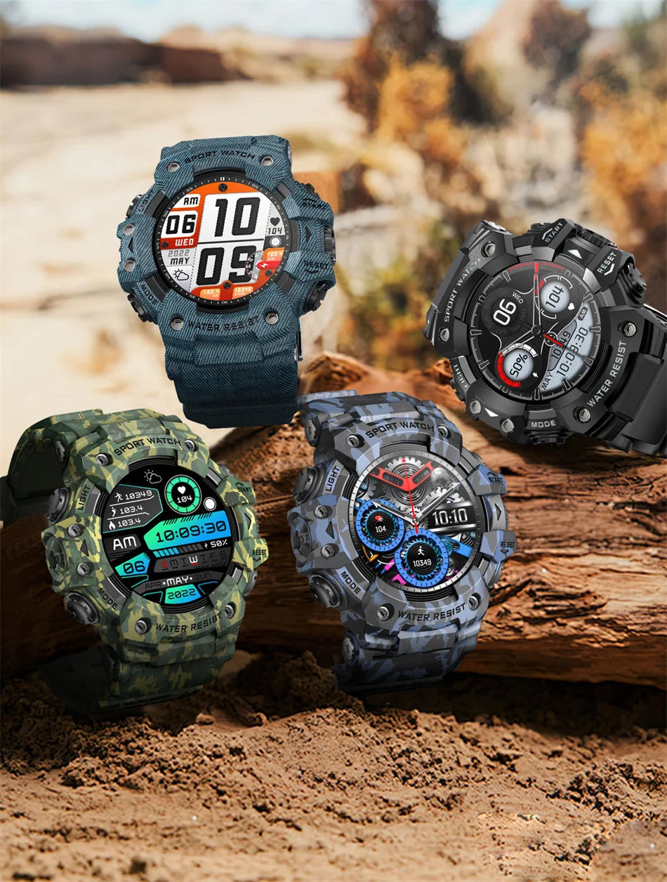 2025 Rugged Sport Smart Watch Bluetooth Calls Colorful Waterproof Military Smartwatches with Flashlight SOS COMPASS for Phone WSJIT