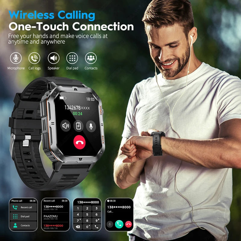 2025 New Smart Watch Men 1000mAh Ultra Large Battery 3ATM Professional Waterproof 2.01" HD Display Outdoor Sports Smartwatch Men WSJIT