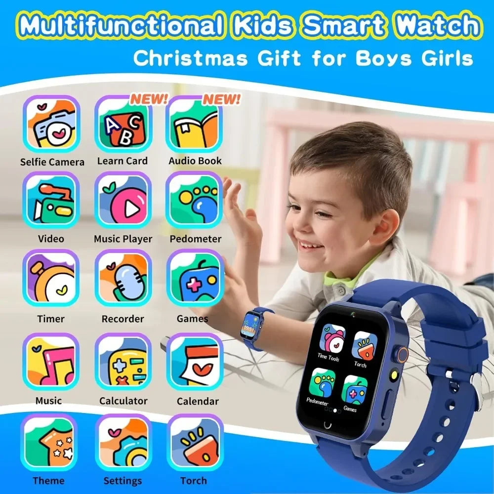 Smartwatch for Kids 4-12 Years HD Touch Screen 26 Puzzle Games MP3 Player Pedometer Flashlight Educational Gift WSJIT