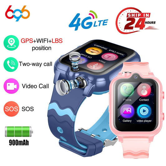 2025 New Smart Watches 4G Kids GPS AGPS LBS SOS Music Playback Dual Camera Smartwatch Waterproof 900mAh Boy Girl Children Gift WSJIT
