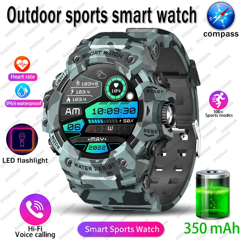 2025 Rugged Sport Smart Watch Bluetooth Calls Colorful Waterproof Military Smartwatches with Flashlight SOS COMPASS for Phone WSJIT